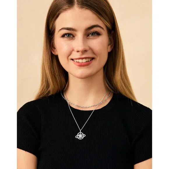 FANCIME October Birthstone Necklace Sterling Silver Compass Star Pendant - Picture 2 of 6